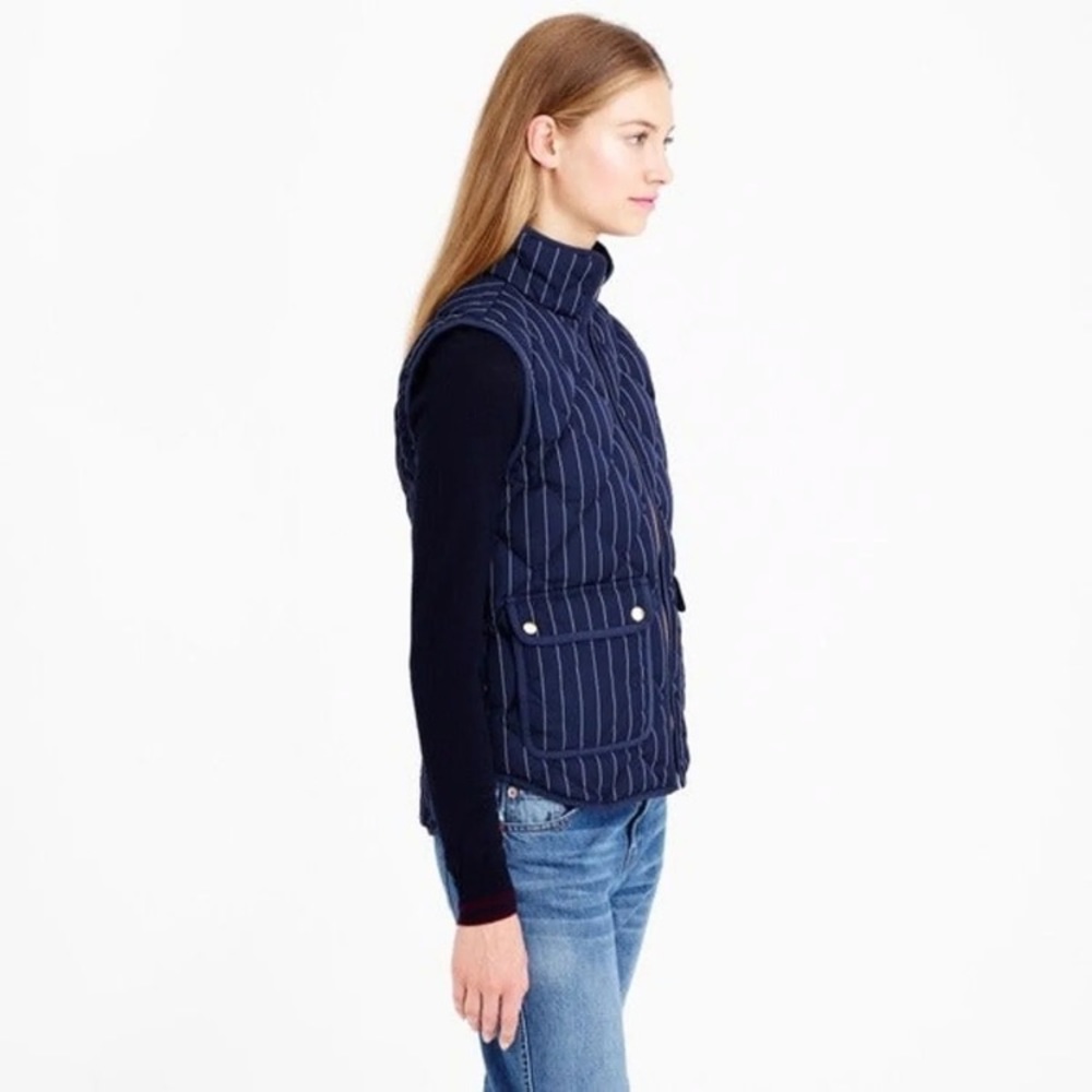 J.Crew Navy pinstriped Excursion quilted vest - Picture 3 of 12